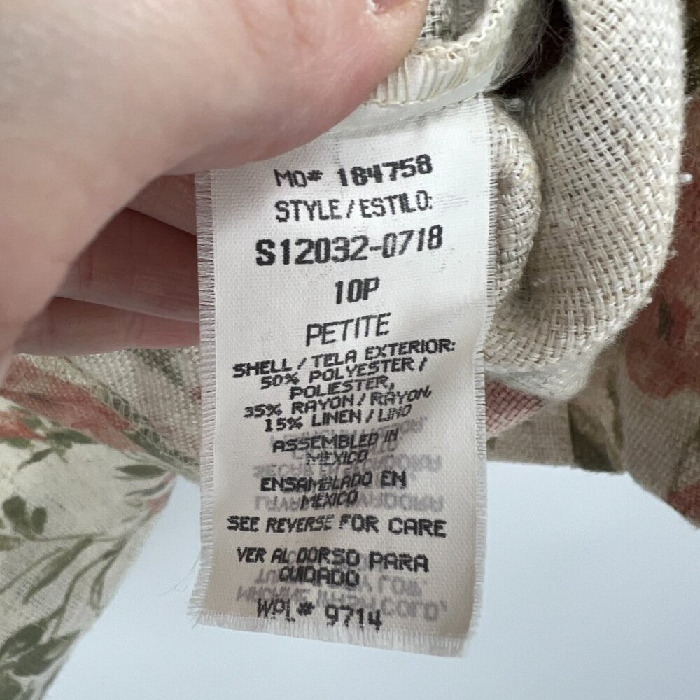 Vintage Sag Harbor Linen Blend Floral Blazer Women's 10P - Picture 3 of 4